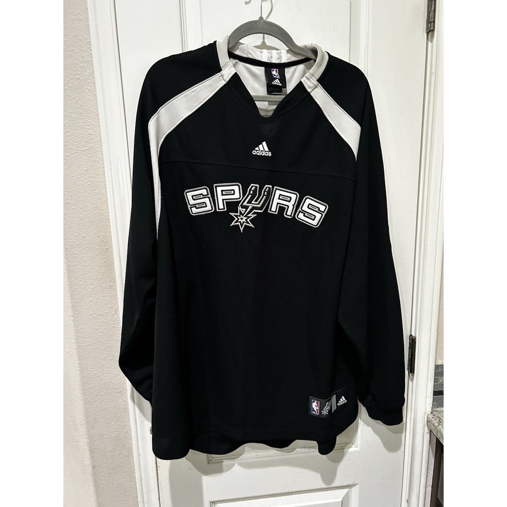San Antonio Spurs Adidas Warm Up Top Long Sleeve Shirt Sz L No Name Basketball